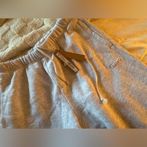 SKIMS Light Heather Gray Cotton Fleece Straight Leg Pants